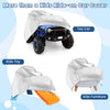 Kids car cover made of silver coated polyester taffeta, weather-resistant, fits various ride-on toys, includes storage.