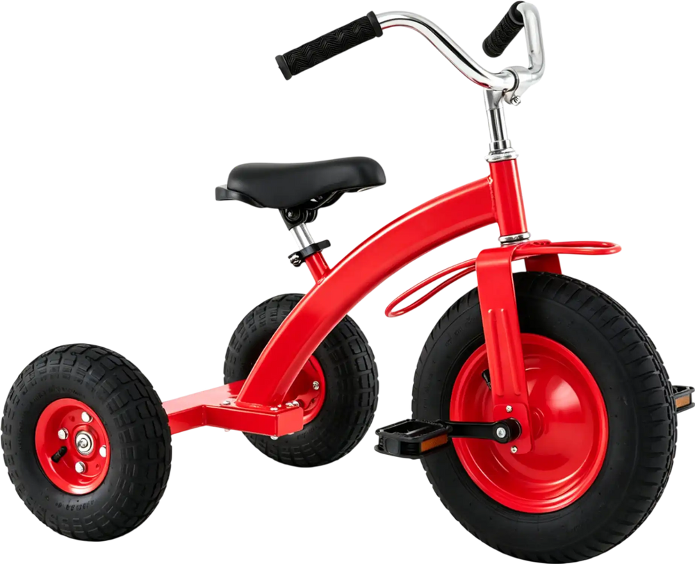 Side view of a kids' carbon steel bike in red, featuring a sturdy frame and 15-inch inflatable tires for outdoor.
