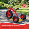 Kids carbon steel bike in red with 15-inch inflatable tires, designed for stability and comfort on various surfaces.