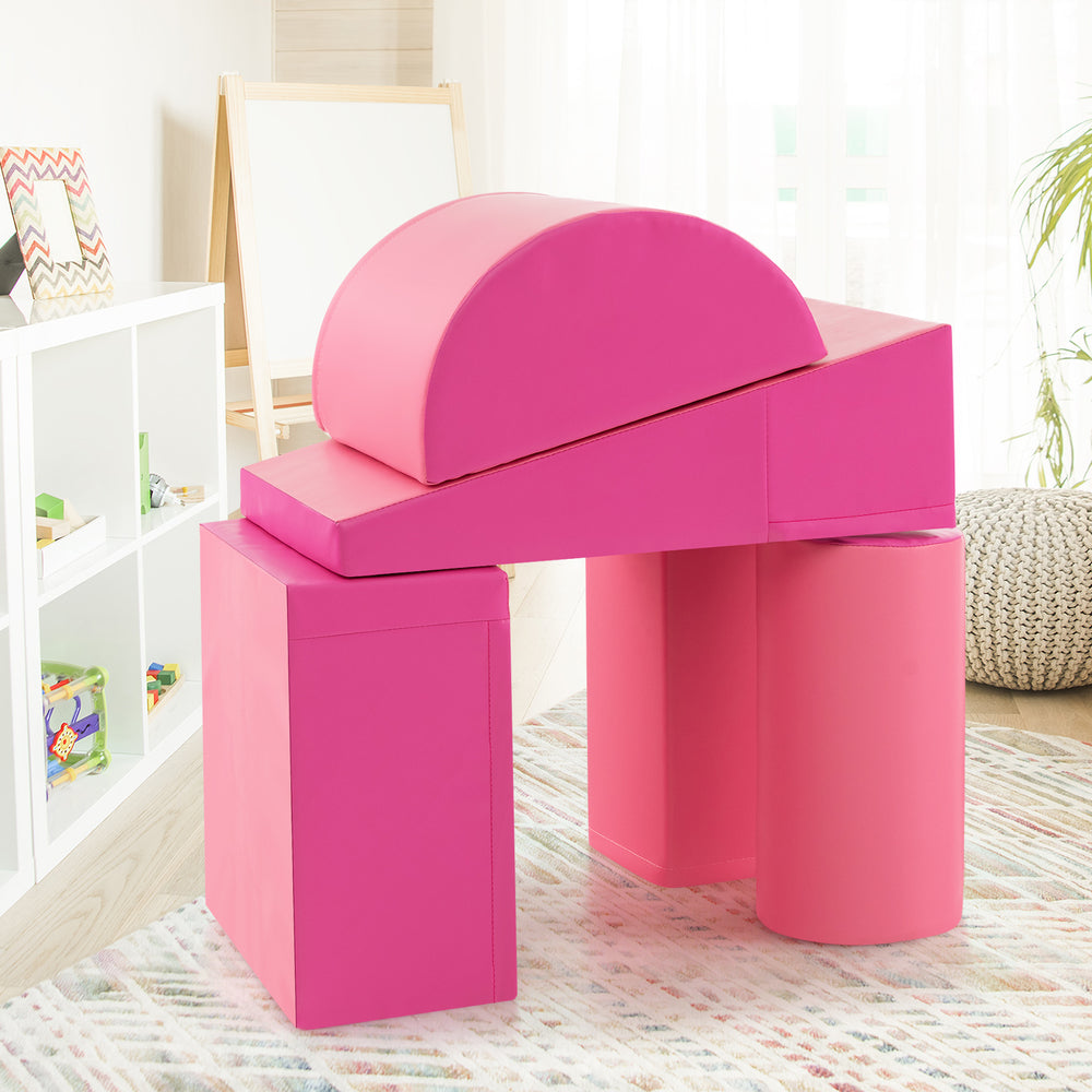5-Piece Kids Climb and Crawl Activity Playset-Pink - Gallery View 1 of 11