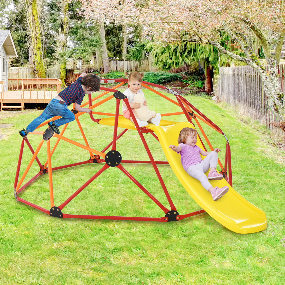 Kids Climbing Dome with Slide and Fabric Cushion for Garden Yard-Orange - Gallery View 1 of 10