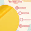 Close-up of the orange fabric cushion, showcasing water-proof, sun-proof, and tear-resistant features for kids'.