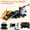 Licensed Scania construction truck set features sounds, lights, adjustable arm, and tilting flatbed for immersive play.