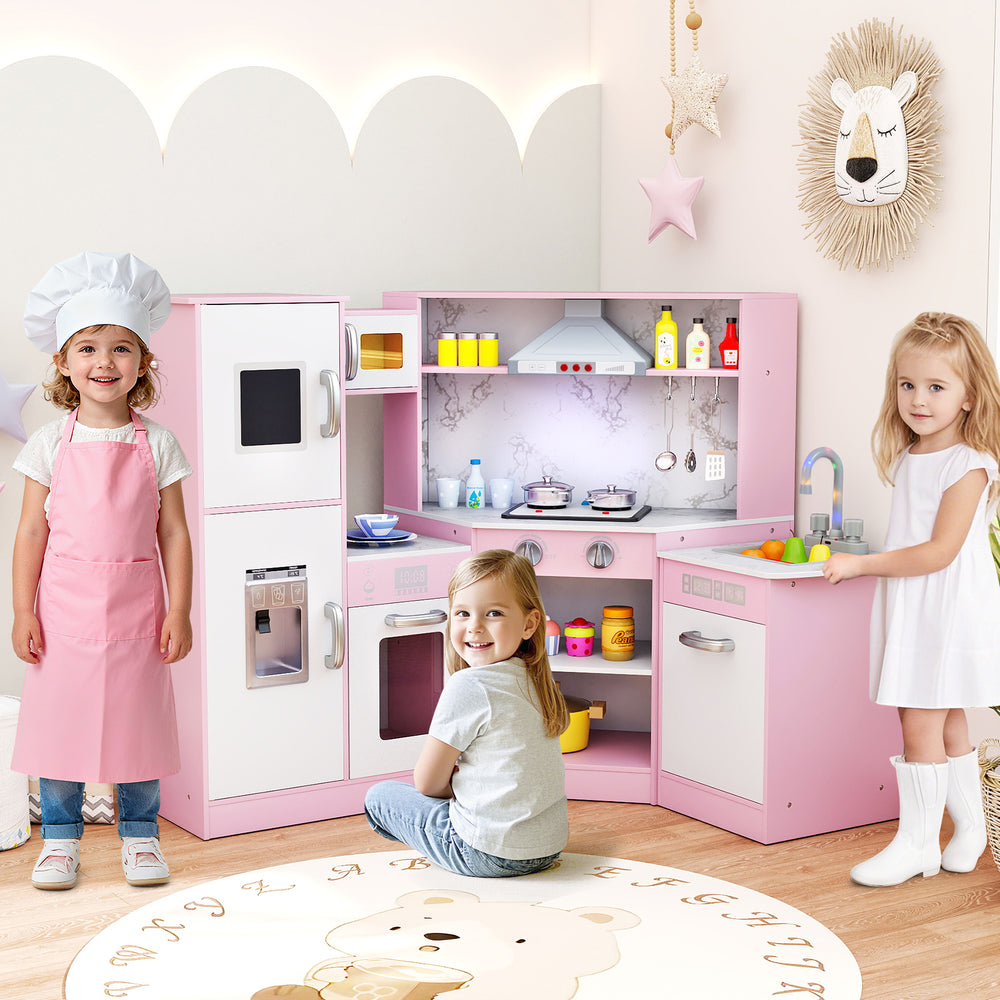 Kids Corner Pretend Kitchen Playset with Separated Washing Basin-Pink - Gallery View 1 of 11