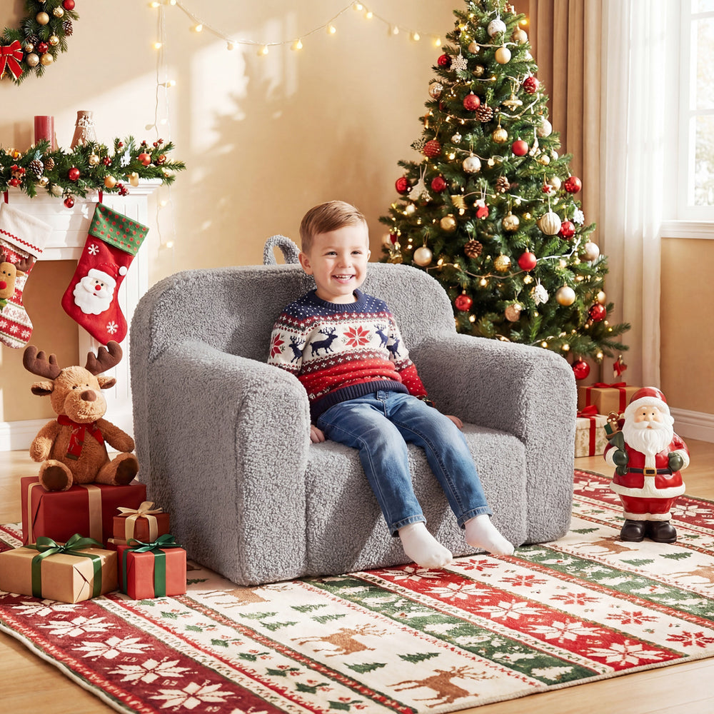 Kids Couch Portable Toddler Sofa with Anti-slip Base-Gray - Gallery View 1 of 10