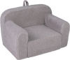 Gray kids couch portable toddler sofa made of soft teddy fleece with anti-slip base, perfect for playrooms and bedrooms.