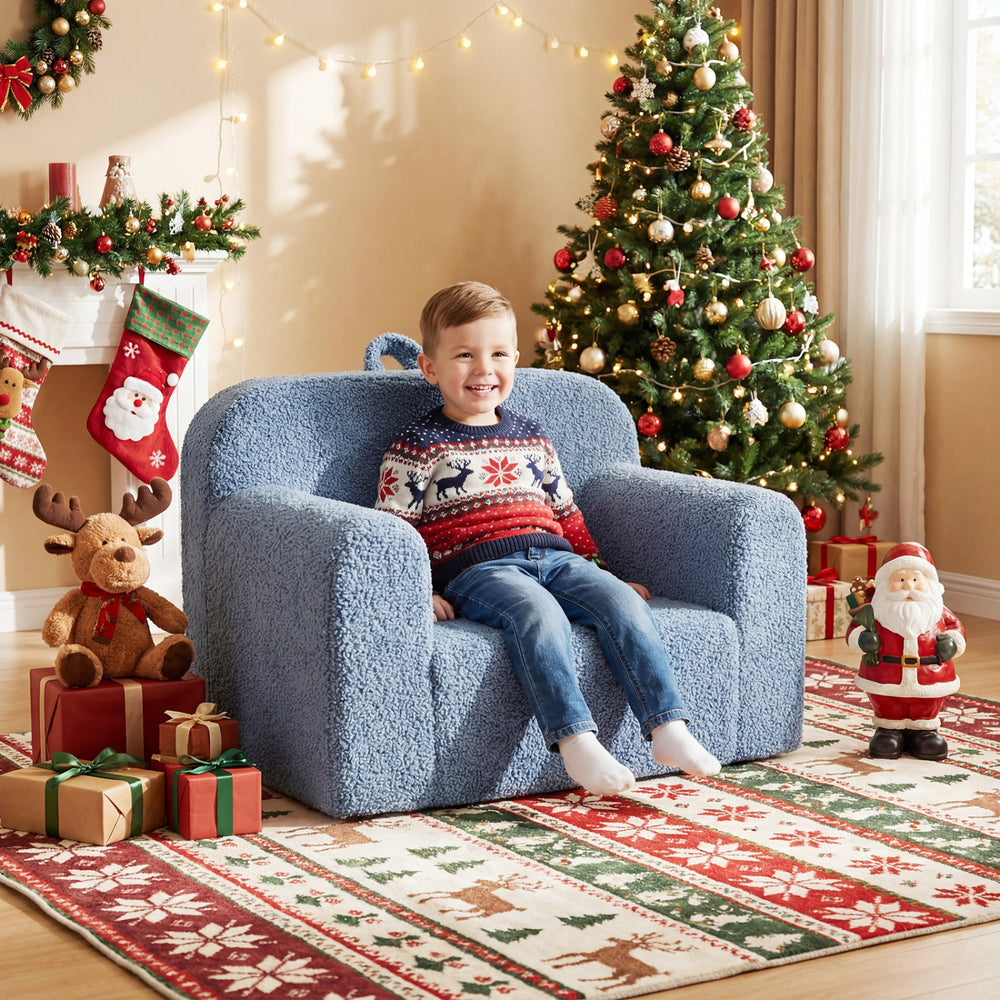 Kids Couch Portable Toddler Sofa with Anti-slip Base-Blue - Gallery View 1 of 10