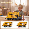 Licensed Scania crane truck toy features extendable arm, lights, sounds, and push-and-go design for kids' fun.