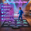 Electronic kids dance mat with 4 modes, 8 songs, LED lights, and anti-slip bottom for interactive play and skill development.