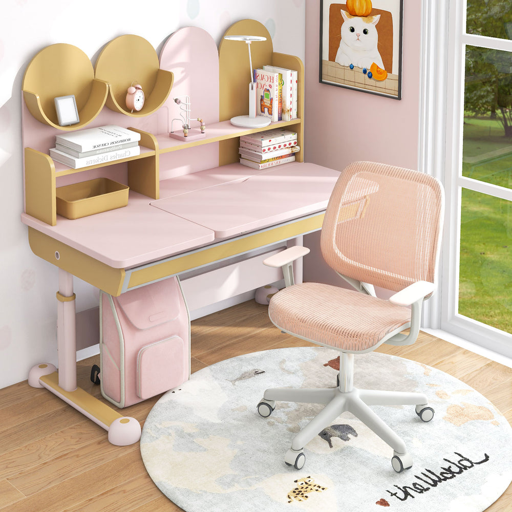 Swivel Mesh Children Computer Chair with Adjustable Height-Pink - Gallery View 1 of 11