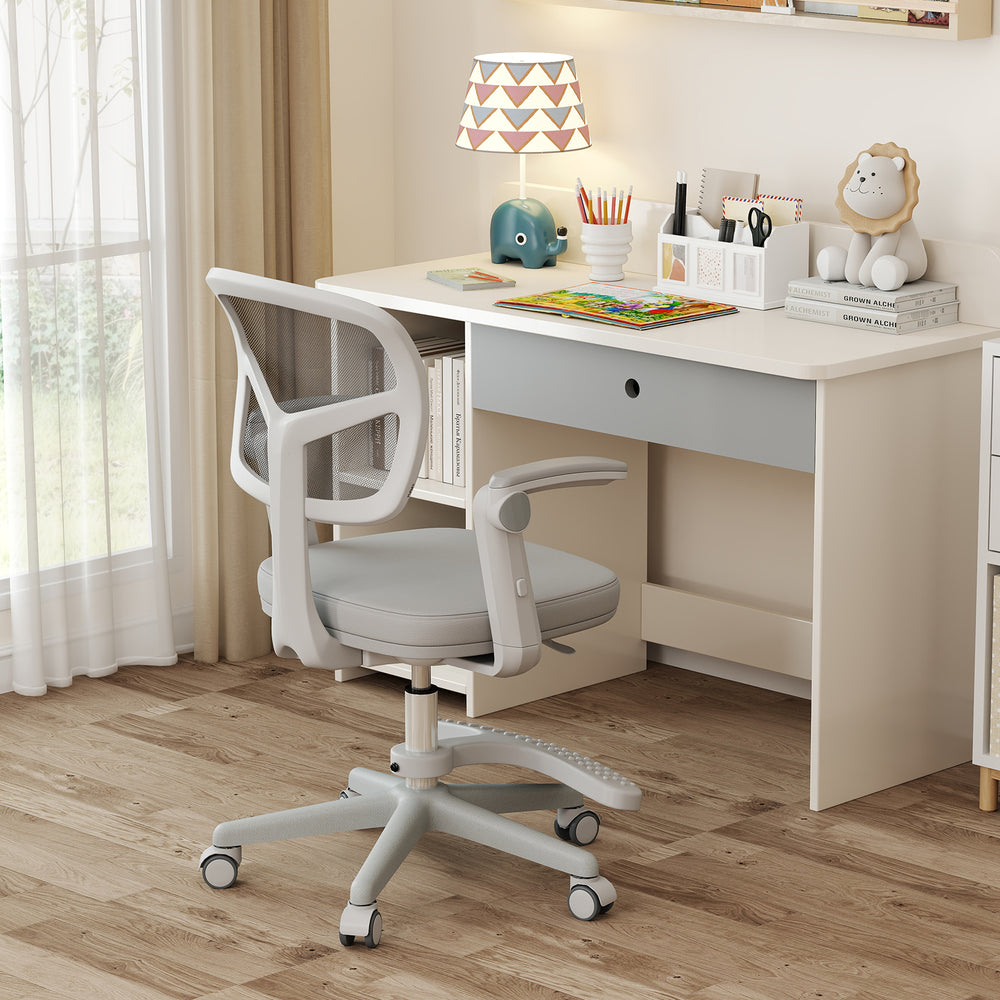 Kids Desk Chair Children Study Chair with Adjustable Height Armrest and Footrest-Grey - Gallery View 1 of 11
