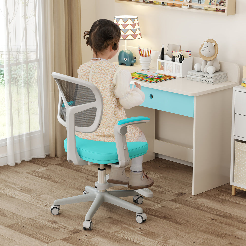 Kids Desk Chair Children Study Chair with Adjustable Height Armrest and Footrest-Green - Gallery View 1 of 11