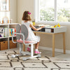 Kids desk chair in pink with dual back support, adjustable height, perfect for studying and growing children.