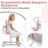 Kids desk chair in pink with ergonomic dual-support backrest, adjustable height, ideal for studying and reading.