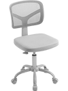 Kids desk chair in gray highlights a breathable mesh backrest and a sturdy five-claw base for stability and safety.