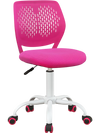 Ergonomic pink children’s study chair with adjustable height, breathable mesh, and smooth-rolling casters for easy.