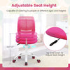 Pink ergonomic children study chair with adjustable height from 16.5" to 21", featuring a breathable mesh back for.
