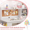 Kids desk set featuring a cork bulletin board, ideal for organizing notes and pictures in a child's study space.