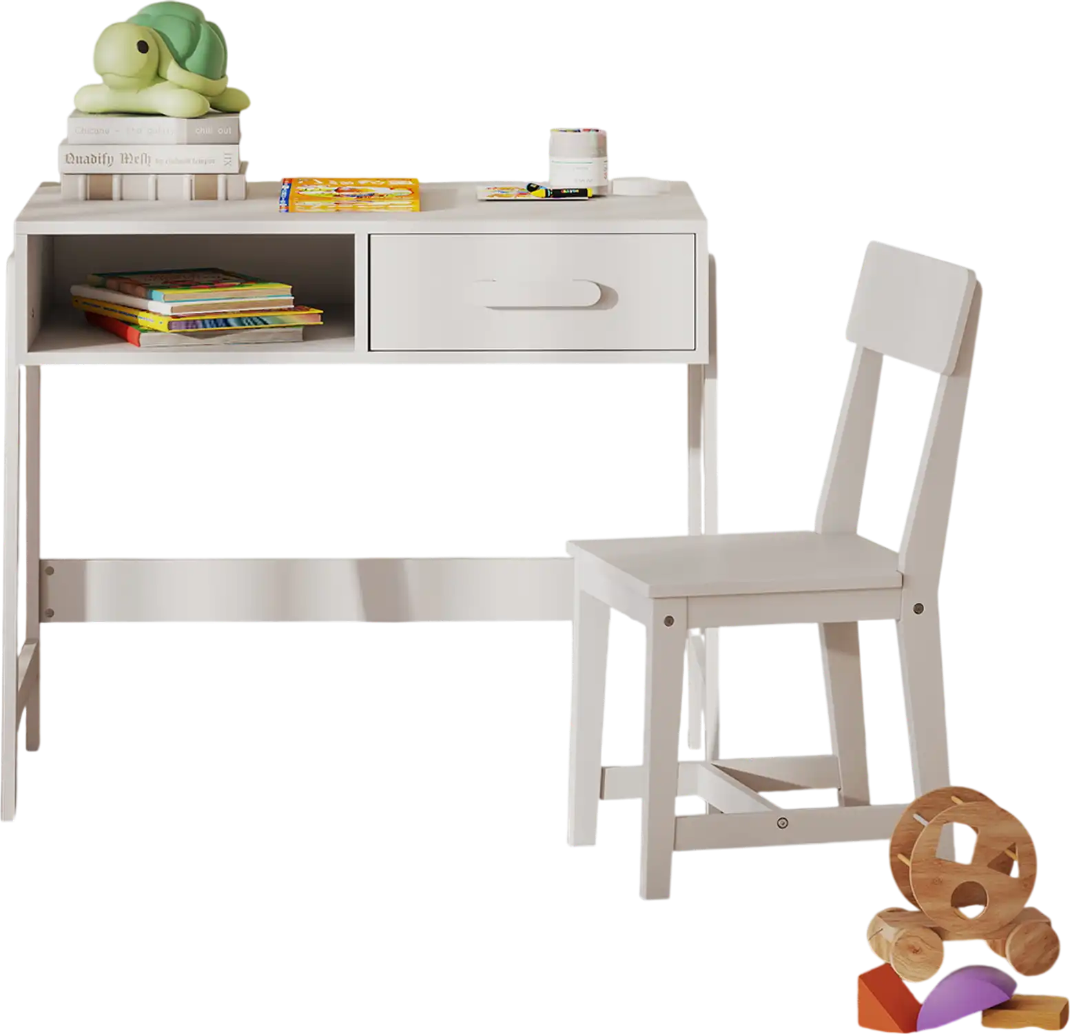 Costway Kids Desk Chair Set Storage Drawer Hutch White 254793861 New