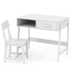 Kids desk and chair set in white with storage drawer, ideal for studying and play, featuring ergonomic design and.