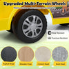 Close-up of upgraded multi-terrain wheels for the Kids Digger Ride on Truck, designed for asphalt, wood, and cement.