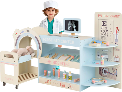 Costway Kids Wooden Doctor Play Set Pretend Hospital Office CT Machine 48342330 New