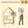 House-shaped kids dollhouse bookshelf with open storage, solid wood legs, and safety features for children's rooms.