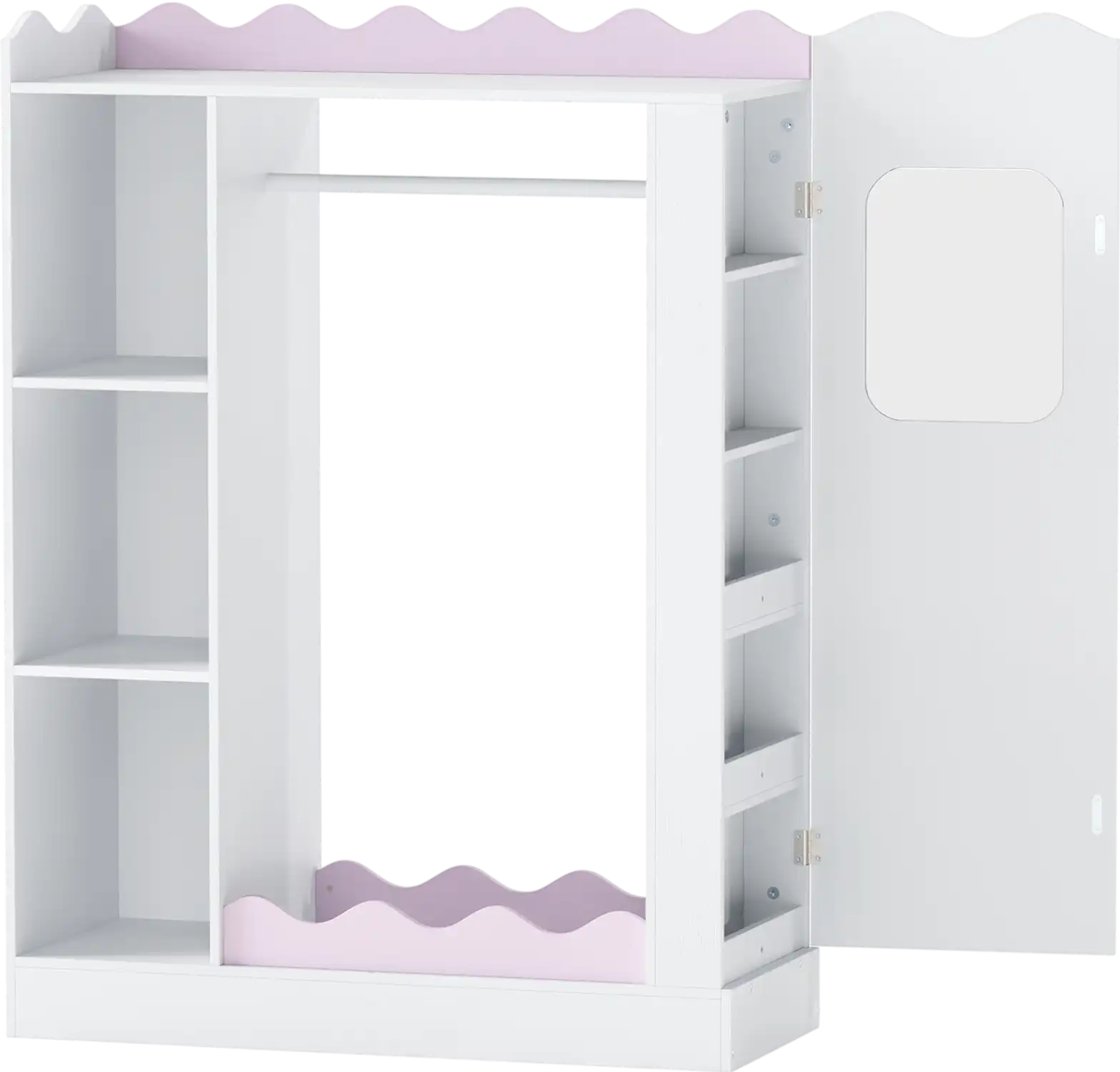 Costway Kids Dress Up Storage Mirror Hanging Rack Shelves 43372372 New