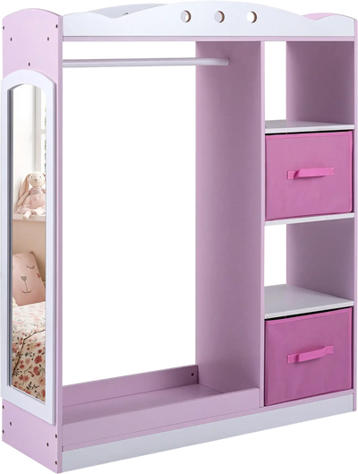 Costway Kids Dress Up Storage Full Length Mirror Open Shelves 96123359 New
