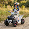 Child riding the 6V Kids Electric ATV Quad Car in white with a detachable trailer, enjoying outdoor adventure and fun.