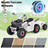 6V kids electric ATV quad car in white with detachable trailer and multi-terrain wheels for outdoor fun on various.