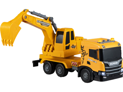 Costway Kids Excavator Truck Toy Adjustable Arm Rotating Cab Licensed Scania 47287618 New
