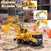 Licensed Scania excavator truck toy features adjustable arm, 360° rotating cab, lights, and sounds for interactive play.