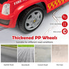 Thickened PP wheels of the red Kids Push Ride On Fire Truck, designed for stability on various flat surfaces.