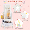 Kids full-length mirror with a star pattern, 360-degree rotation, and stable triangle stand for safe dressing.