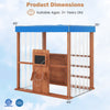 Kids gas station playhouse in brown with waterproof canopy, featuring two chalkboards and gas refueling guns for.