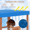 Kids gas station playhouse with waterproof canopy, simulated gas guns, and durable cedar wood for imaginative play.