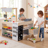 Kids Grocery Store Playset Wooden Pretend Play Supermarket with Shopping Cart-Natural - Gallery View 1 of 11
