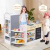 Kids grocery store playset featuring a cash register, vending machine, and 13 toy foods for imaginative role play.