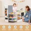 Kids grocery store playset with cash register, 13 toy food items, and shelves for imaginative role play and social.