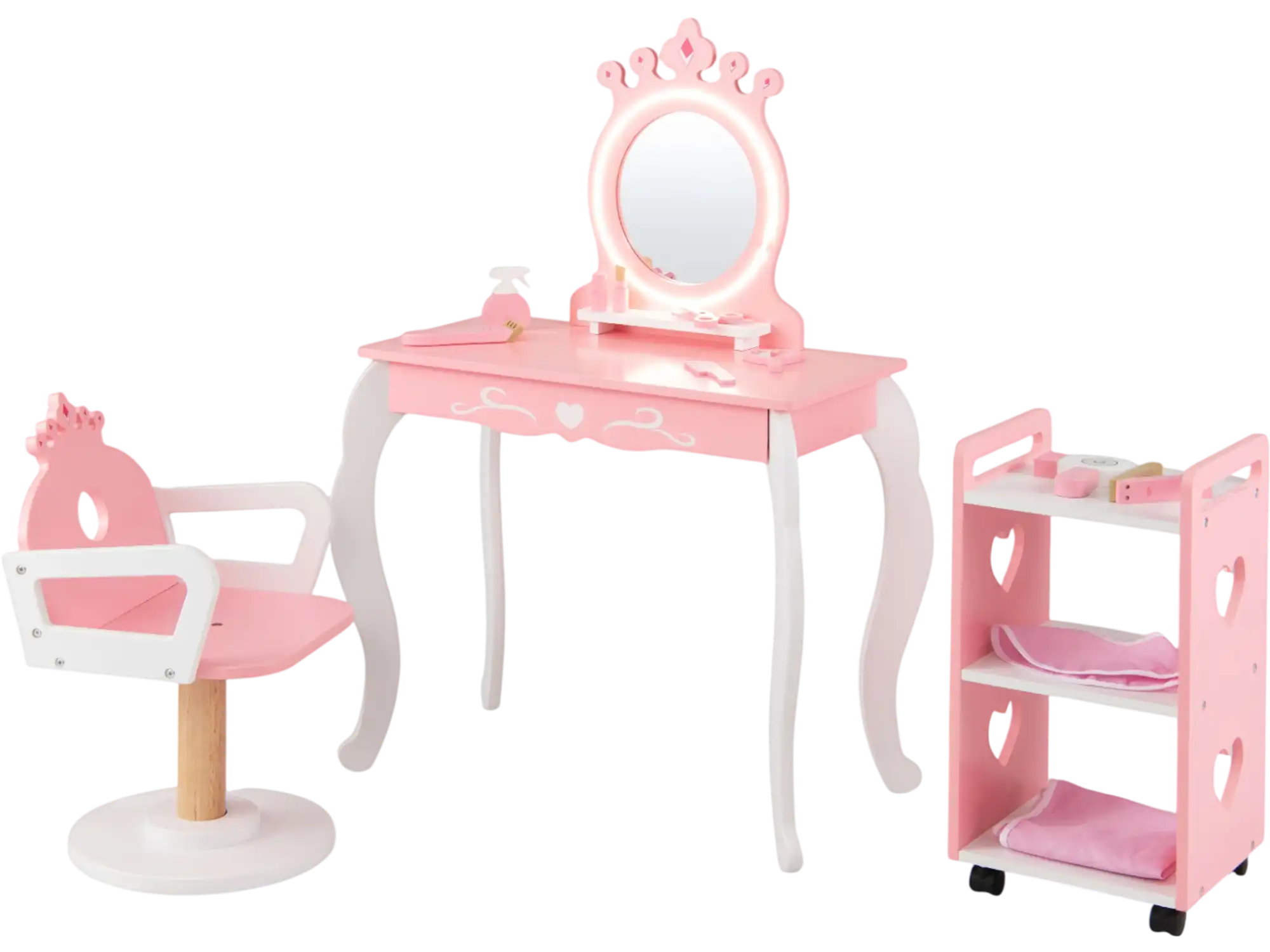 Costway Kids Hair Salon Play Set LED Lighted Mirror Swivel Barber Chair 39661301 New