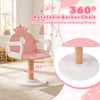Rotatable pink barber chair with wooden base for kids' hair salon play set, featuring a crown design for added fun.