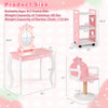 Kids hair salon play set featuring a pink vanity with LED mirror, swivel barber chair, and ample storage for.