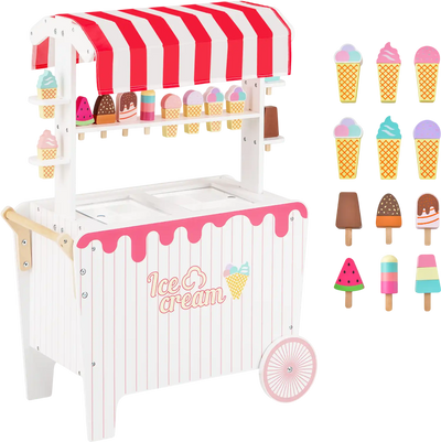 Costway Kids Ice Cream Cart Playset Display Rack Accessories 15634289 New