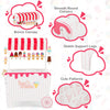 Kids ice cream cart playset with red canopy, display rack, and 12 accessories for imaginative play in any room.