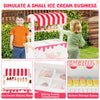 Kids ice cream cart playset in red with display rack, 12 accessories, and sliding frozen compartment for imaginative.
