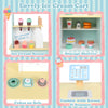 Double-sided kids ice cream cart in green with vending machine, cashier, and 15 play food pieces for imaginative play.