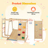 Kids Indoor Playground dimensions showing climbing ramp, slide, and safety features for ages 3-14, supports 330 lbs.