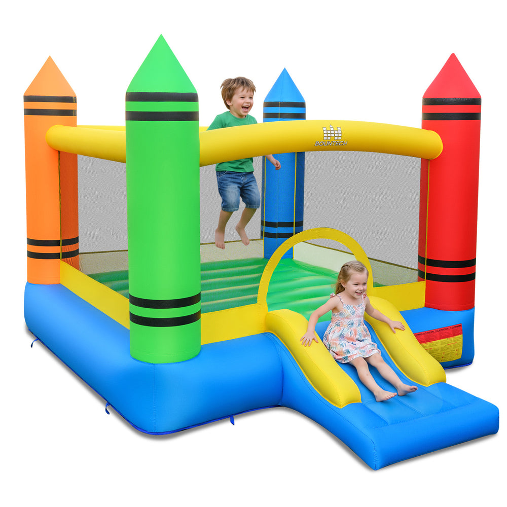 Kids inflatable bounce house with slide, 67" x 85" jumping area, durable oxford cloth, perfect for indoor and outdoor.