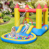 Kids inflatable bounce house castle with water slide and ball pool, designed for safe outdoor fun and imaginative play.